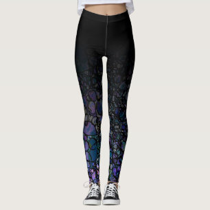 Leggings Ombre negro con los círculos sucios púrpuras del