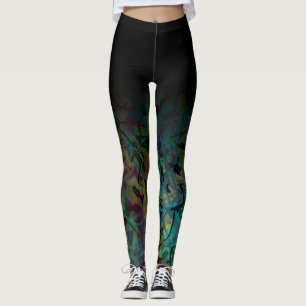 Leggings Ombre negro sobre arte abstracto multicolor