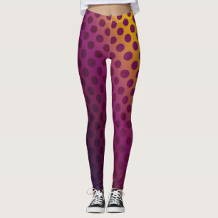 Leggings Ombre Passion Fruit Polka Dots Gold Raspberry