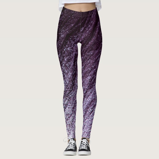 Leggings Ombre Purpurina de berenjena morado a lavanda (Anverso)
