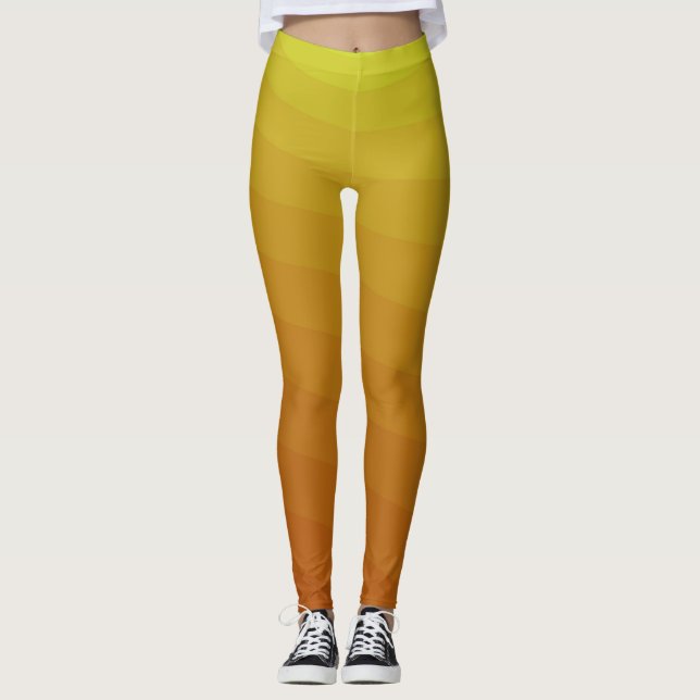 Leggings Ombre rayado degradado amarillo mostaza de miel (Anverso)
