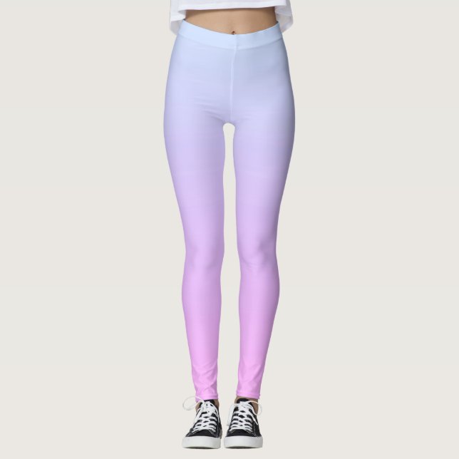 Leggings Ombre rosa y azul Pastel moderno (Anverso)
