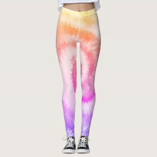 Leggings Ombre Tie Dye Arcoiris Swirl Amarillo Rosado