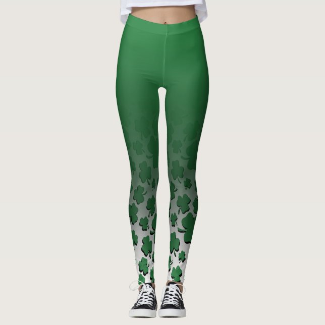 Leggings Ombre y verde sobre modelo negro del trébol en (Anverso)