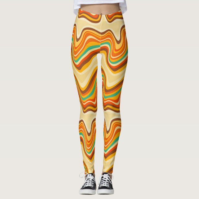Leggings onda retro cálida (Anverso)