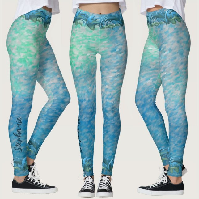 Leggings Onda y niebla nublada de monograma 0916 (Subido por el creador)