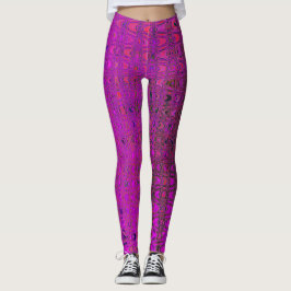 Leggings Ondas abstractas de boomerang retro magenta