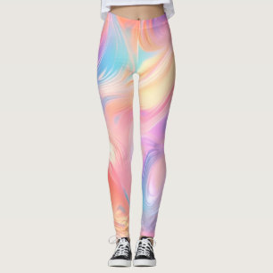 Leggings Ondas abstractas de neón rosa azul amarillo de mod