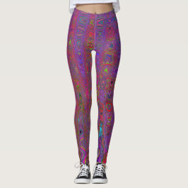 Leggings Ondas Atómicas Retro Magenta Groovy Psicodélicas