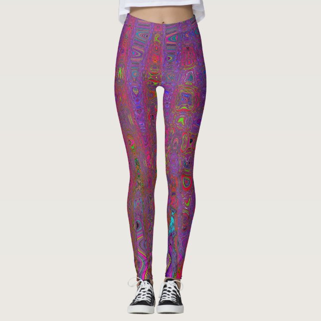Leggings Ondas Atómicas Retro Magenta Groovy Psicodélicas (Anverso)