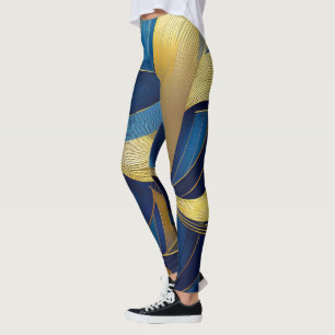 Leggings Ondas azules y doradas