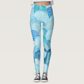 Leggings Ondas, ballena, textura azul infantil