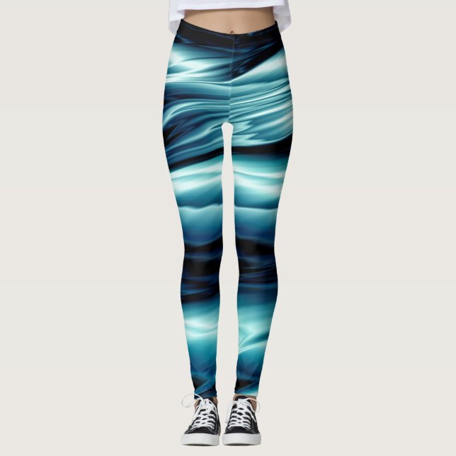 Leggings Ondas de agua azul abstractas (Anverso)