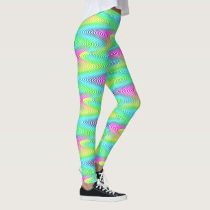 Leggings Ondas de color neón Tiras sin soldadura