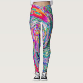 Leggings Ondas de Color Psicodélicas Florales Abstractas de