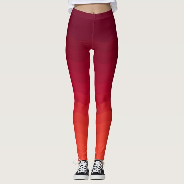 Leggings Ondas de Ombre Rojo y Borgoña (Anverso)