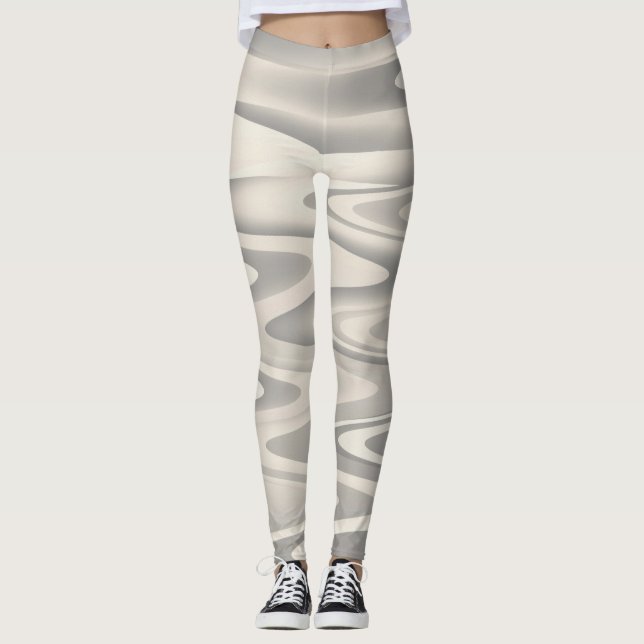 Leggings Ondas de textura de tonos blancos (Anverso)
