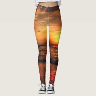 Leggings Ondas del mar de la puesta del sol