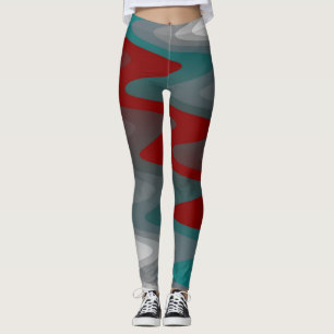 Leggings ondas gris burgundy teal