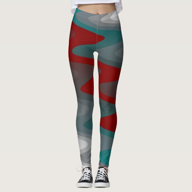 Leggings ondas gris burgundy teal (Anverso)