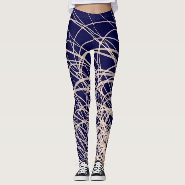 Leggings Ondas lineales2 azul - Piernas (Anverso)