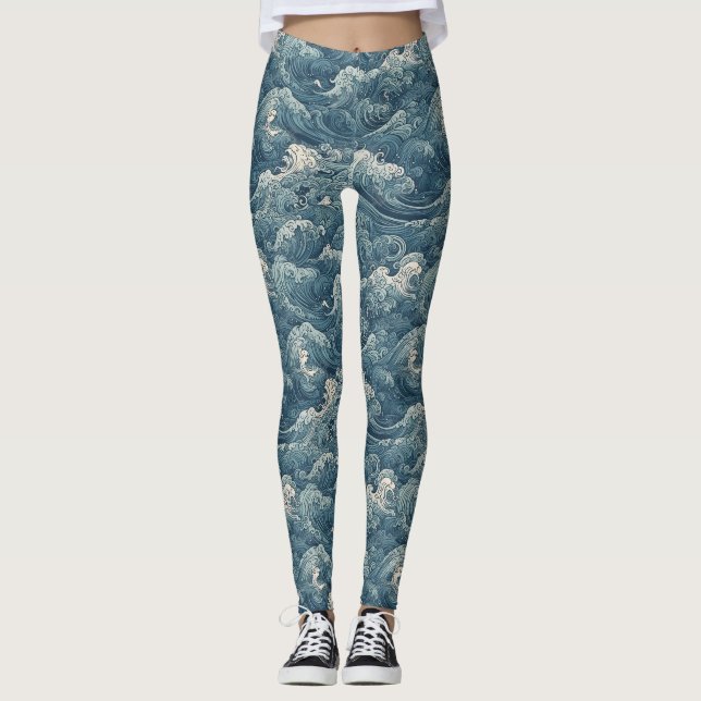 Leggings Ondas oceánicas retro (Anverso)