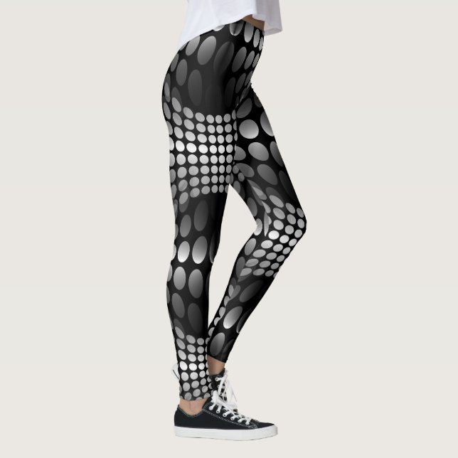Leggings Ondas punteadas - Papel de escritorio blanco y neg (Derecha)