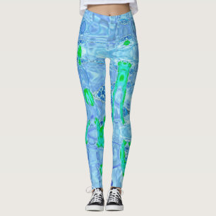 Leggings Ondas Retro de Gris Lavanda Abstracto Cósmico