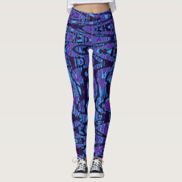 Leggings Ondas retro de tinte morado y azul de Guay