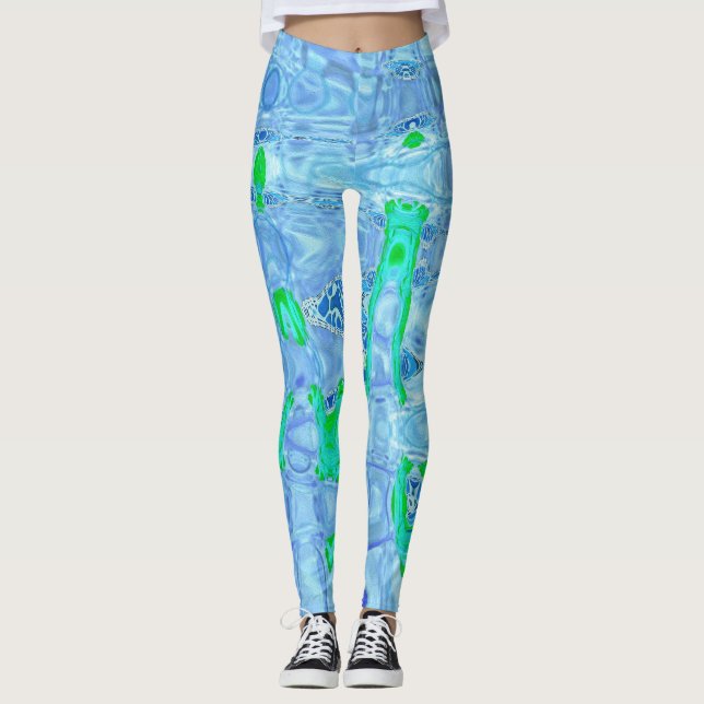 Leggings Ondas Retro Grises Lavanda Abstractas Cósmicas (Anverso)