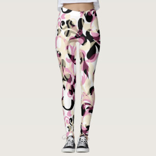 Leggings Ondas rosadas con curry abstracto