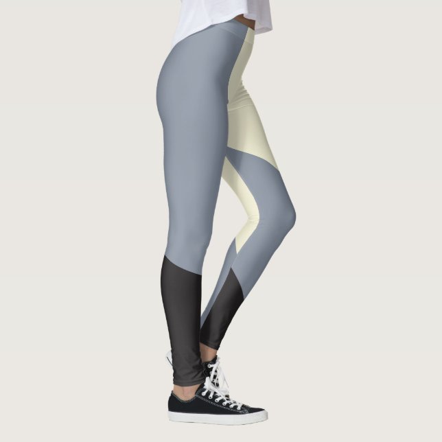 Leggings Ondas simples - Negro, gris y crema (Derecha)