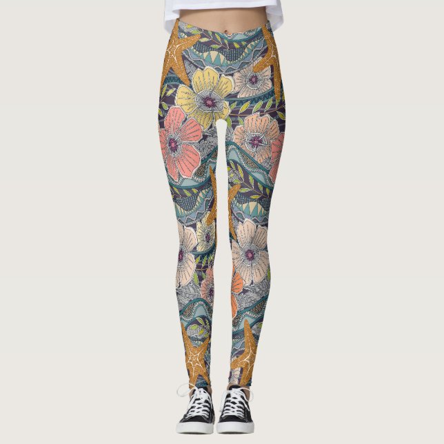 Leggings ondas tropicales mora (Anverso)