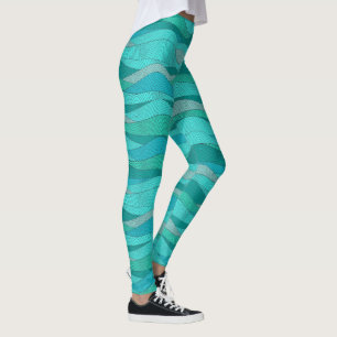 Leggings Ondas verde azuladas del mar Verde Azul