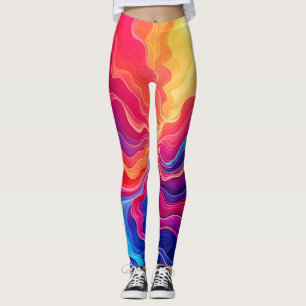 Leggings Ondas Vívidas: Arte de Flujo de Energía Abstracta 