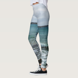 Leggings Ondas Y Barcos De Pesca En El Océano,