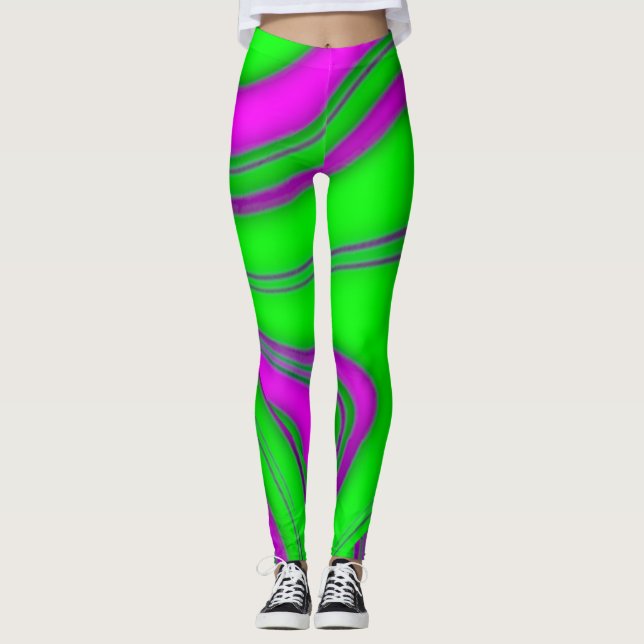 Leggings ondulación verde-rosa (Anverso)