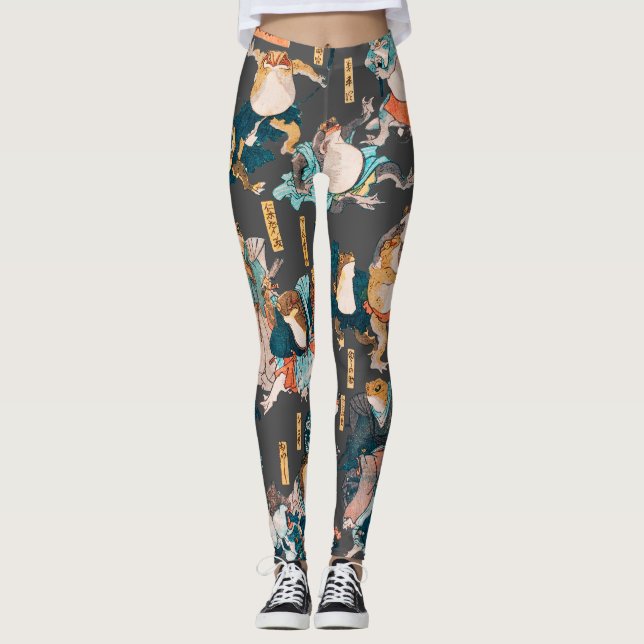 Leggings Ondulaciones ukiyo-e de rana japonesa (Anverso)