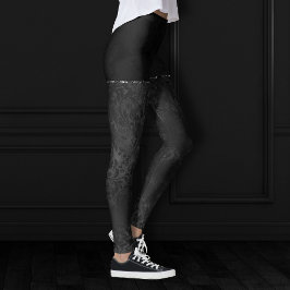 Leggings Onyx Romance | Damasco negro satinado