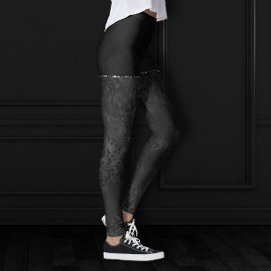 Leggings Onyx Romance Damasco negro satinado