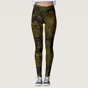 Leggings Onza del oro en las polainas negras