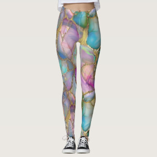 Leggings Ópalo colorido y oro líquido