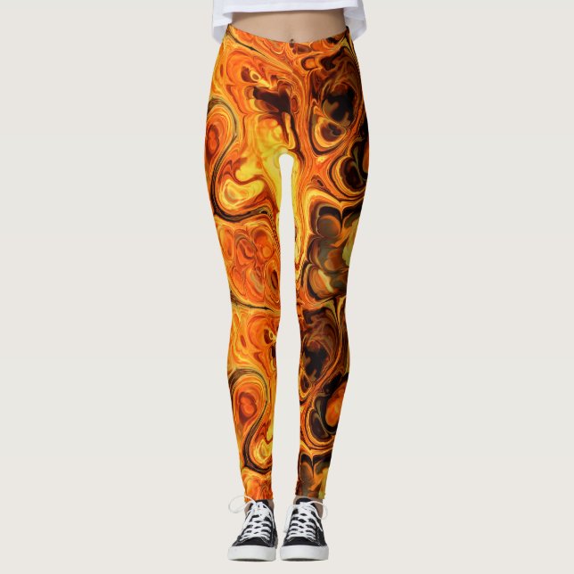 Leggings Opciones de imagen de Fire Fractal Art 9-10 (Anverso)