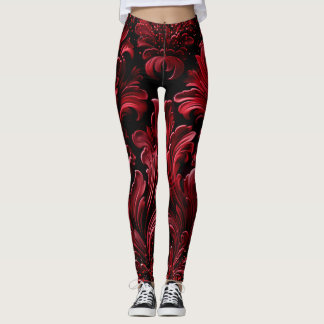 Leggings Opulenta textura Terciopelo Rojo Purpurina lujoso