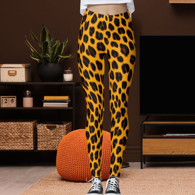 Leggings Orange Black Leopard Skin Safari Fun Pattern Print (Subido por el creador)