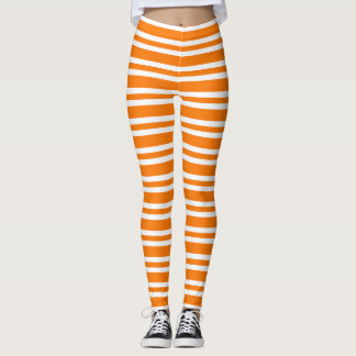 Leggings Orange White Stripes Pattern