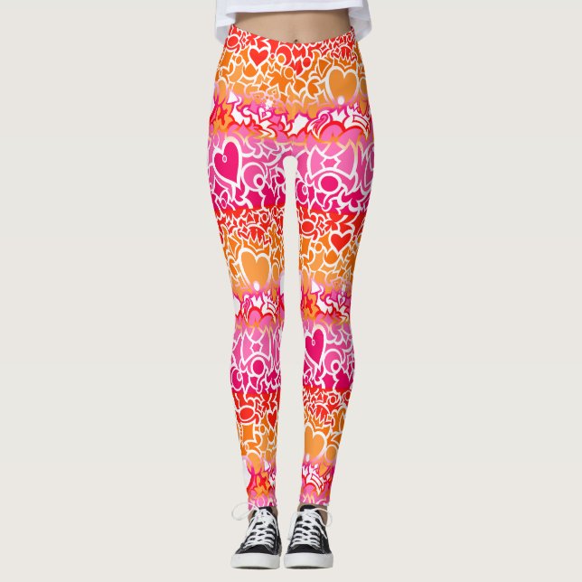 Leggings Orgullo Arcoíris Lesbiana al Atardecer (Anverso)