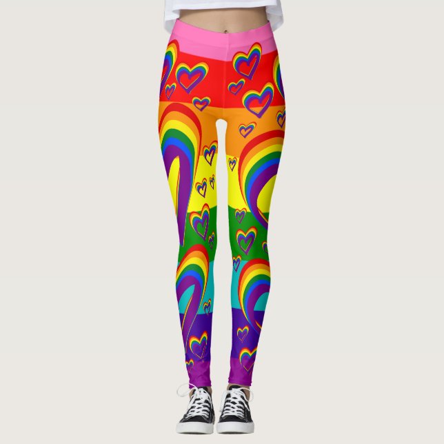 Leggings Orgullo gay lindo del arco iris del modelo (Anverso)