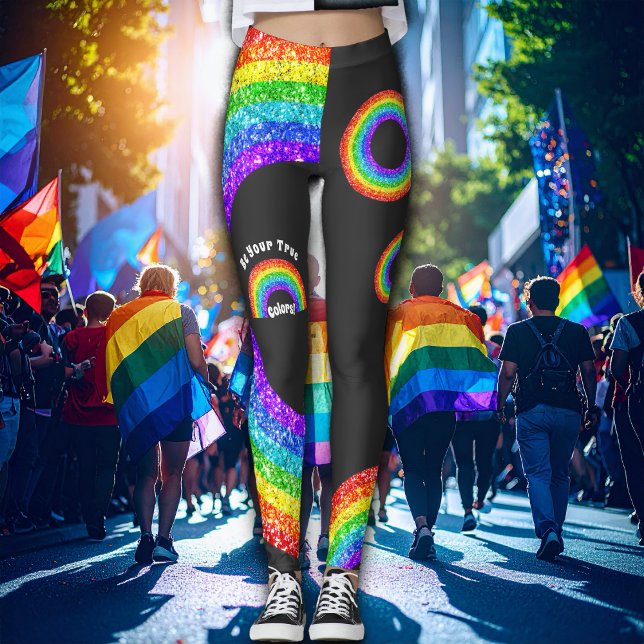 Leggings Orgullo LGBT Brillo Arcoíris sé tus verdaderos col (In situ ( AI generated background))