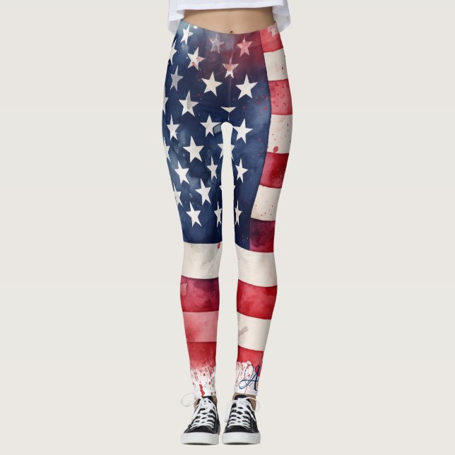 Leggings Orgullo patriótico de ser estadounidense | Bandera (Anverso)
